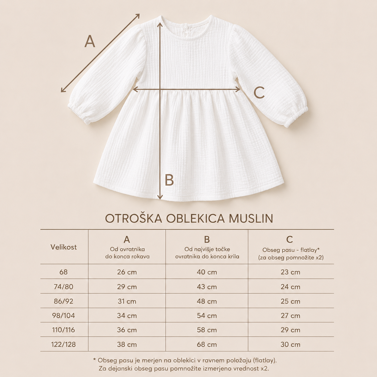 Otroška oblekica muslin - Bela - PUFFI