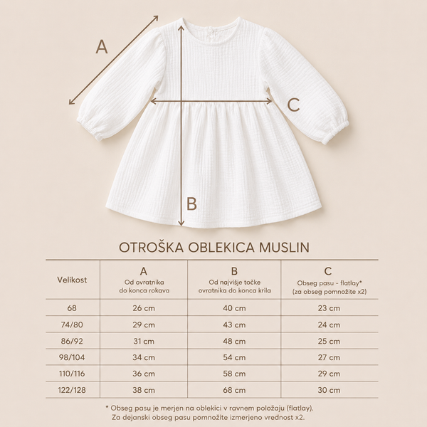 Otroška oblekica muslin - Bela - PUFFI