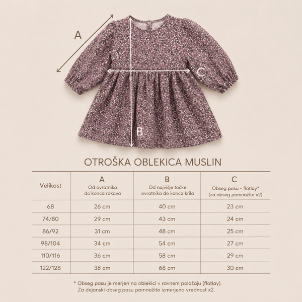 Otroška oblekica muslin - Vintage Berry - PUFFI