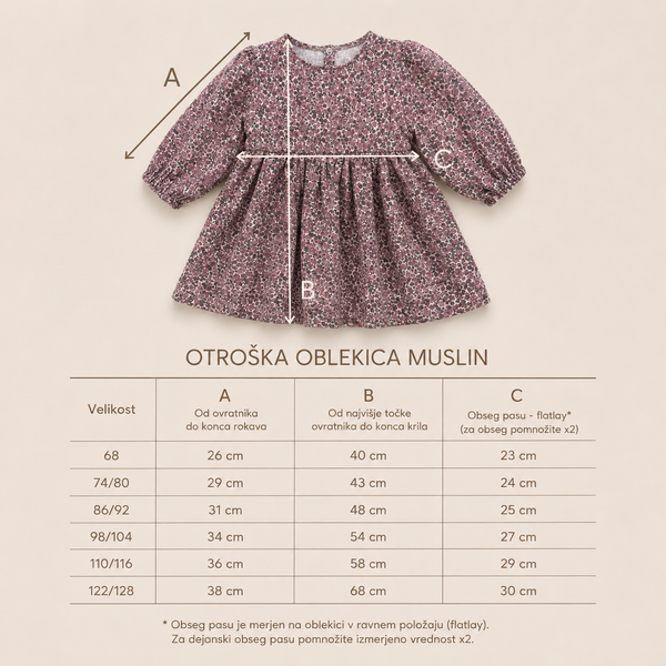 Otroška oblekica muslin - Vintage Berry - PUFFI