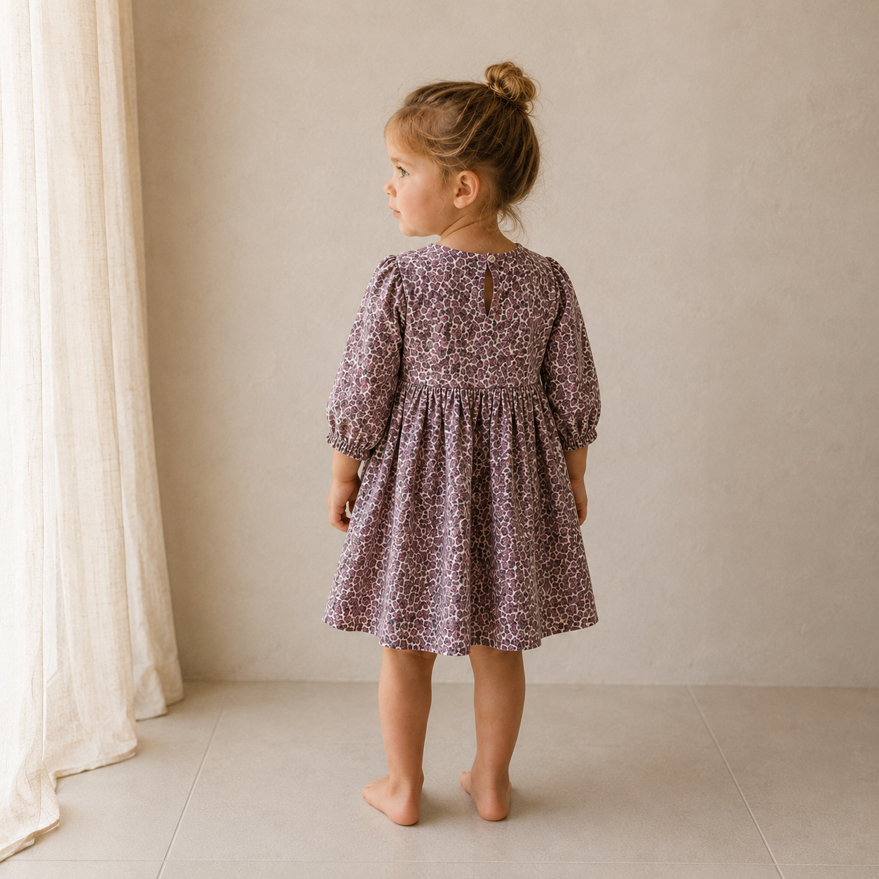 Otroška oblekica muslin - Vintage Berry - PUFFI