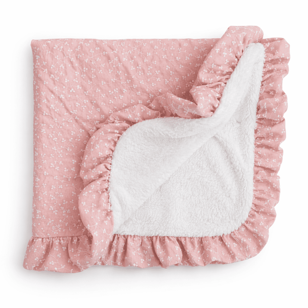 Otroška Odejica MUSLIN PODLOŽENA z naborki - Lovley Flowers - PUFFI