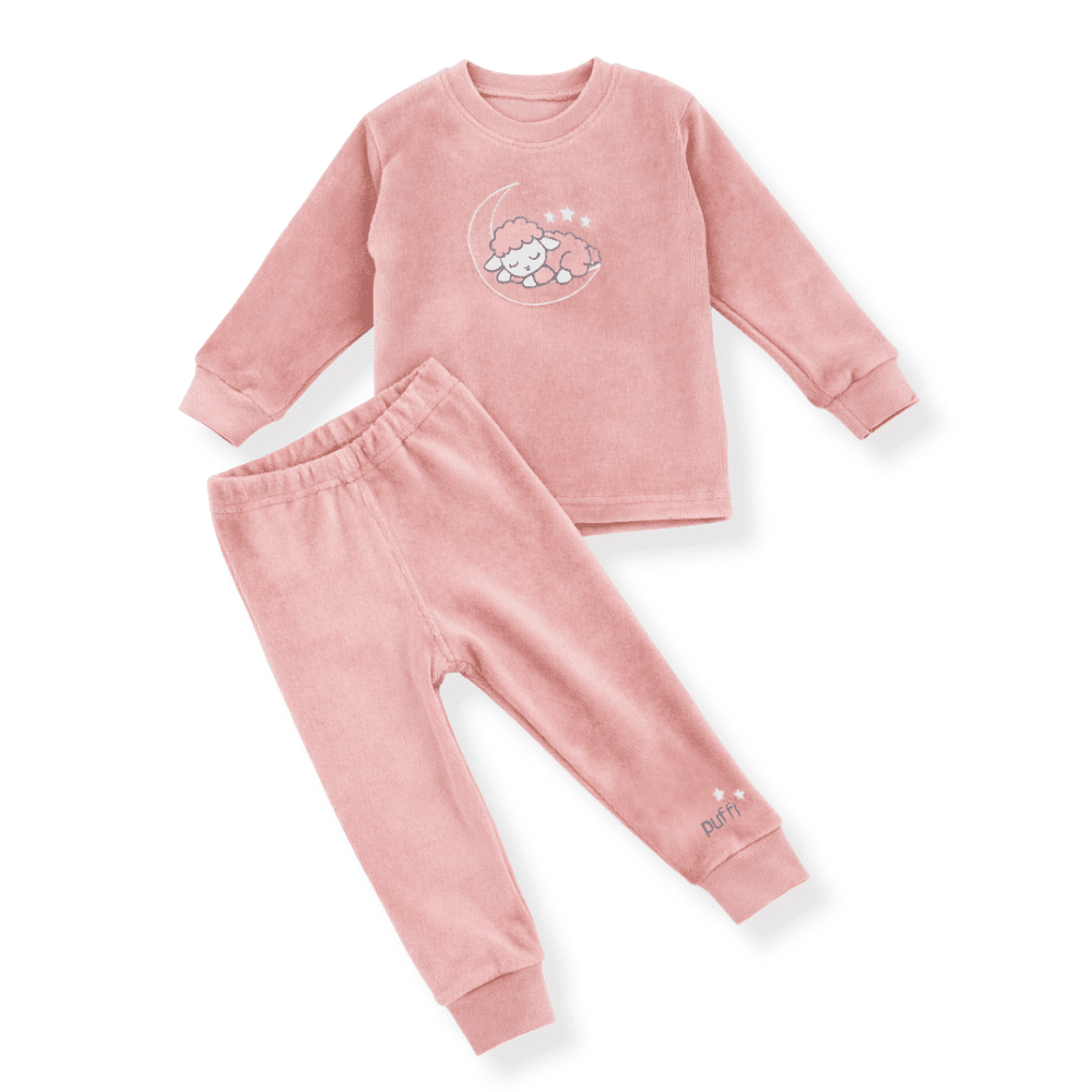 Otroška pižama iz velurja - Dusty Pink - PUFFI