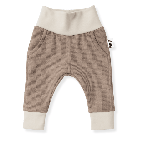 Otroške hlače waffle - Taupe - PUFFI