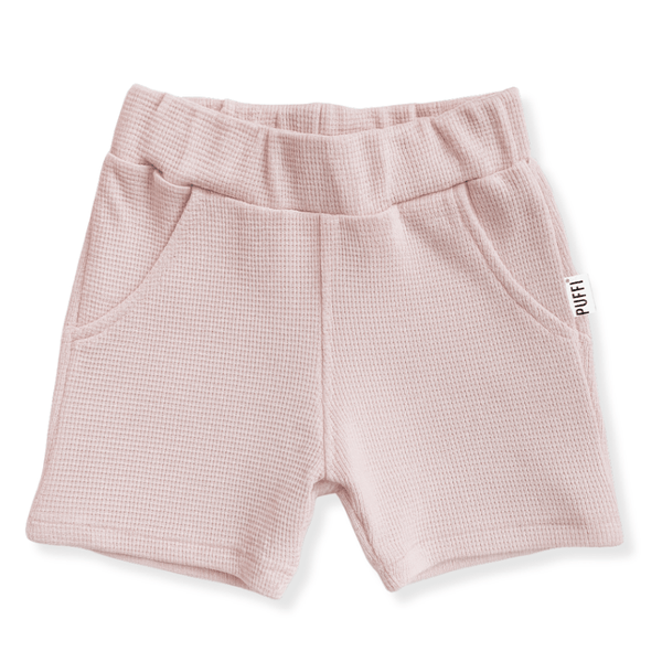 Otroške kratke hlače z žepom WAFFLE PUDER ROZA - PUFFI