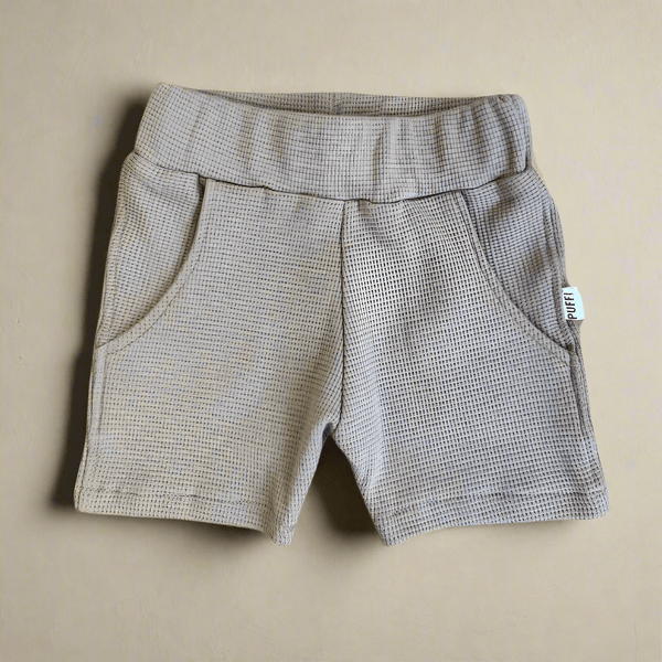 Otroške kratke hlače z žepom - WAFFLE TAUPE - PUFFI