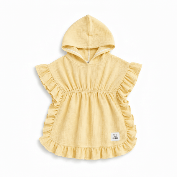 Otroški Kopalni pončo MUSLIN z naborki - Butter - PUFFI