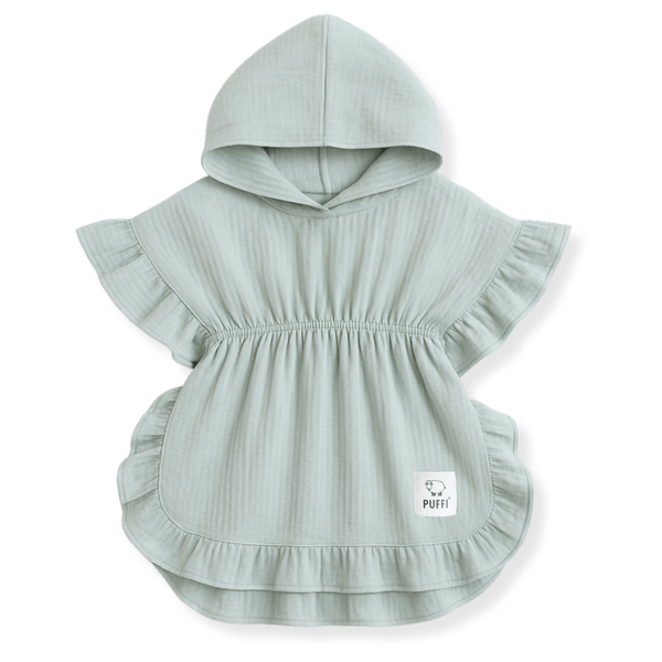 Otroški Kopalni pončo MUSLIN z naborki - MINT - PUFFI