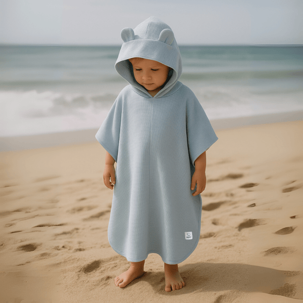 Otroški Kopalni pončo z ušeski, BABY MODRA - PUFFI