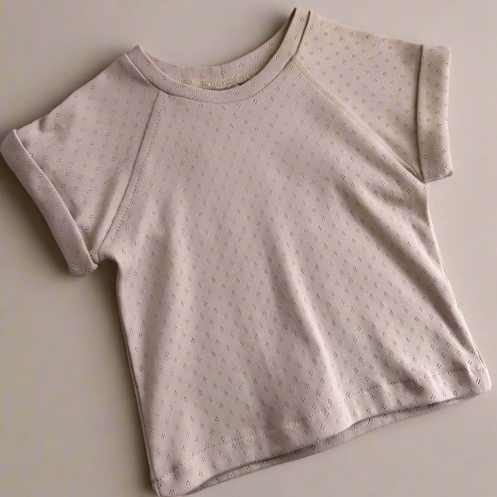 Otroški kratki rokavi - Pletenina Pointoille Roza - PUFFI