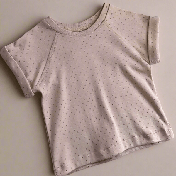 Otroški kratki rokavi - Pletenina Pointoille Roza - PUFFI