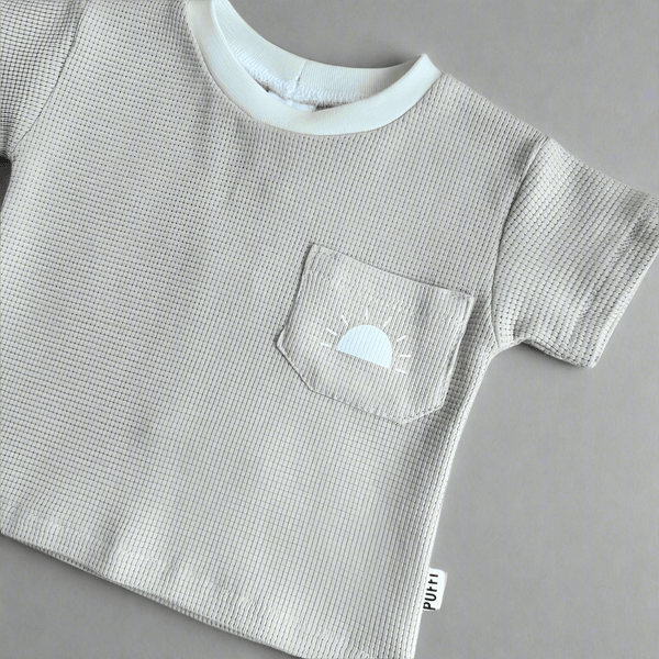 Otroški kratki rokavi - WAFFLE BEIGE SUN - PUFFI