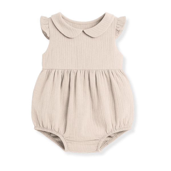 Otroški muslin romper z naborki - Bež - PUFFI