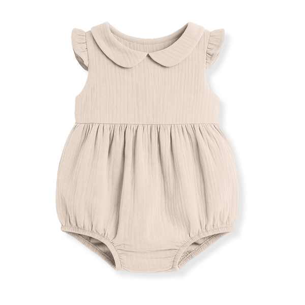 Otroški muslin romper z naborki - Bež - PUFFI