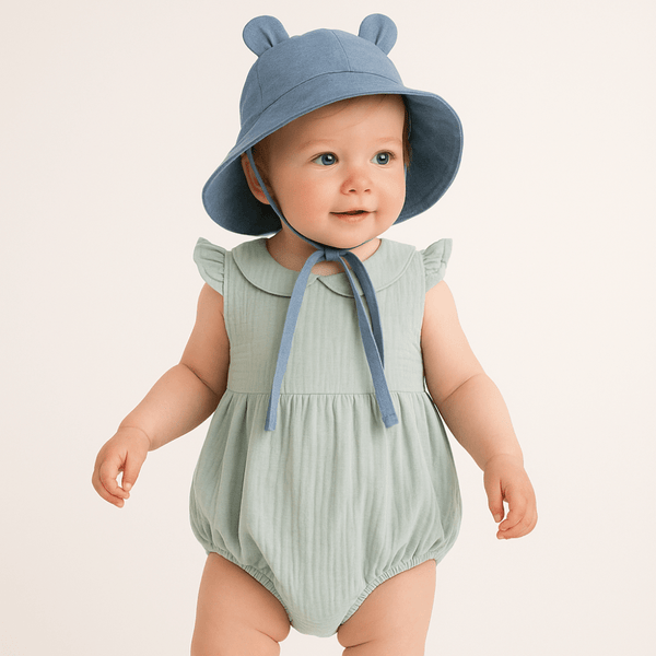 Otroški muslin romper z naborki - Mint - PUFFI