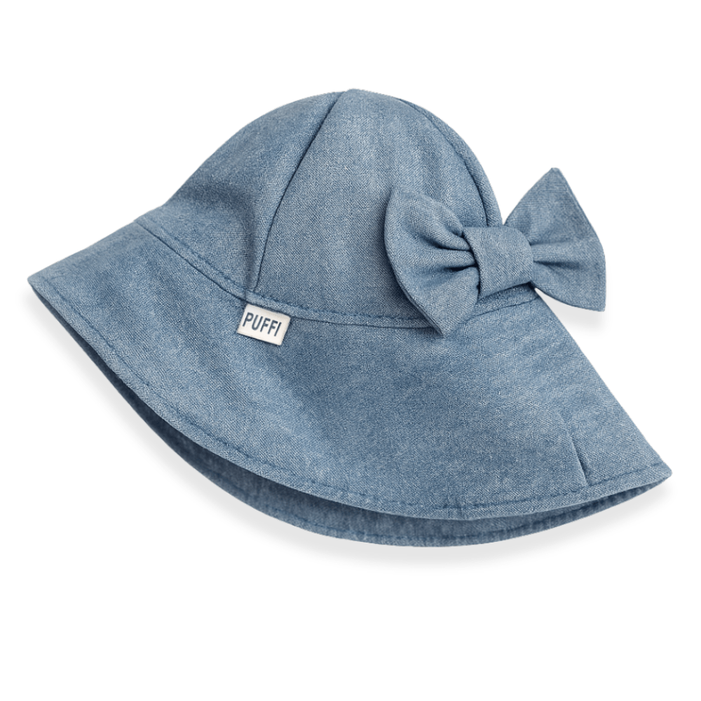 Otroški poletni klobuček z mašno, Jeans - PUFFI