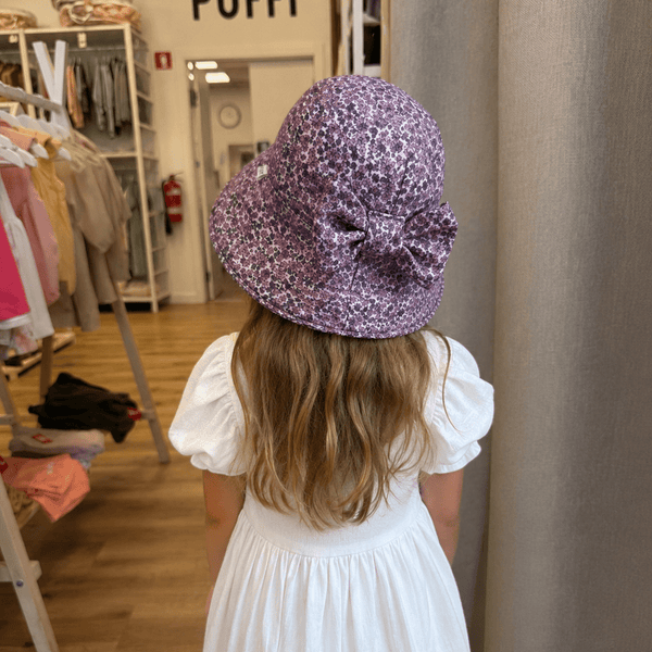 Otroški poletni klobuček z mašno, Vintage Berry - PUFFI