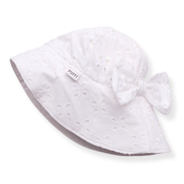 Otroški poletni klobuček z mašno, White - PUFFI