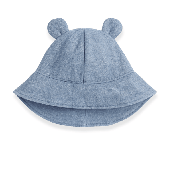 Otroški poletni klobuček z ušeski, Jeans - PUFFI