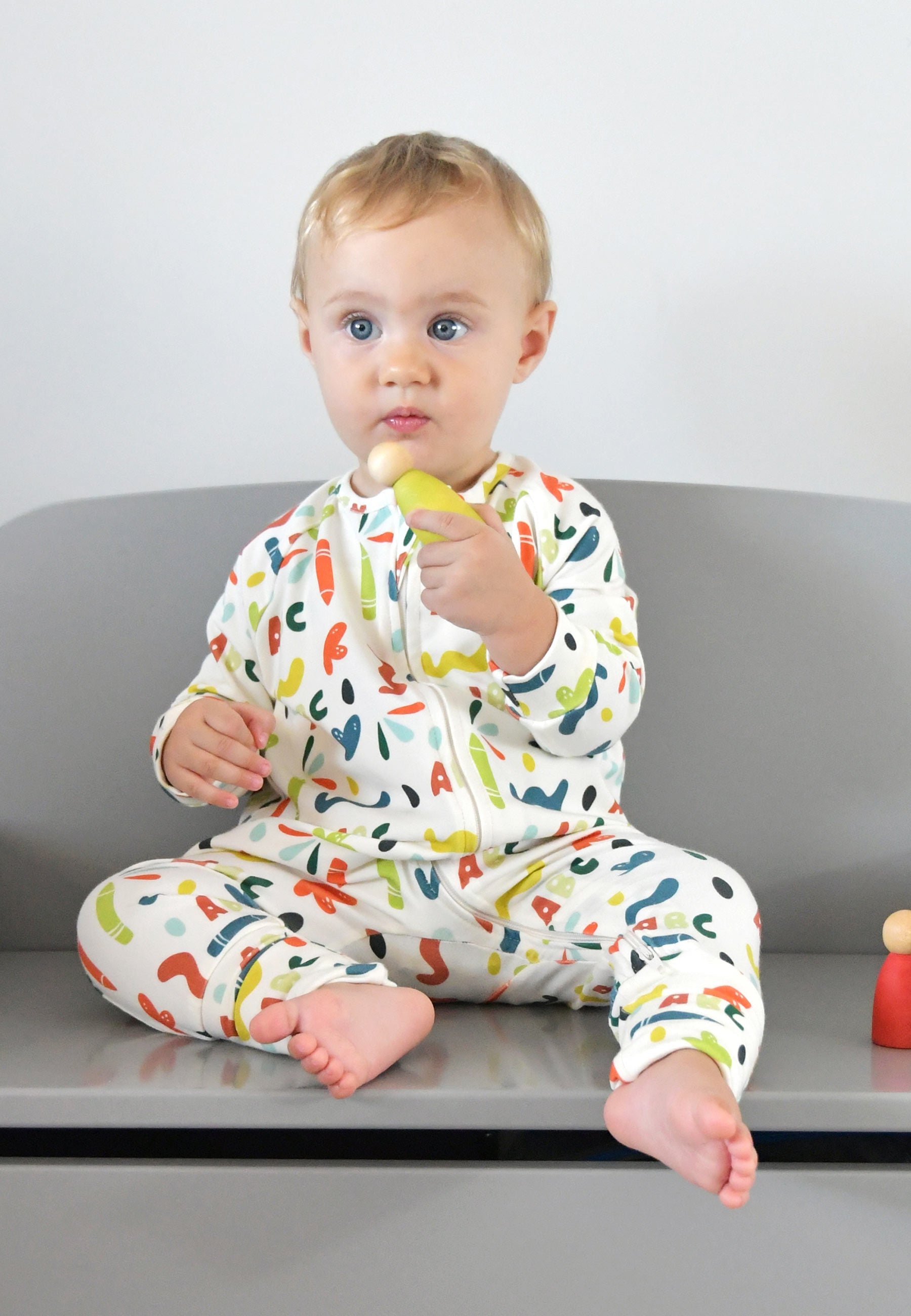 Bamboo Zip Romper - ABC - Blue Balloon