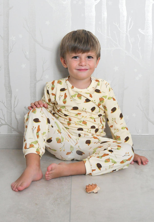 Two-Piece Bamboo Pajamas - Hedgehogs - Blue Balloon