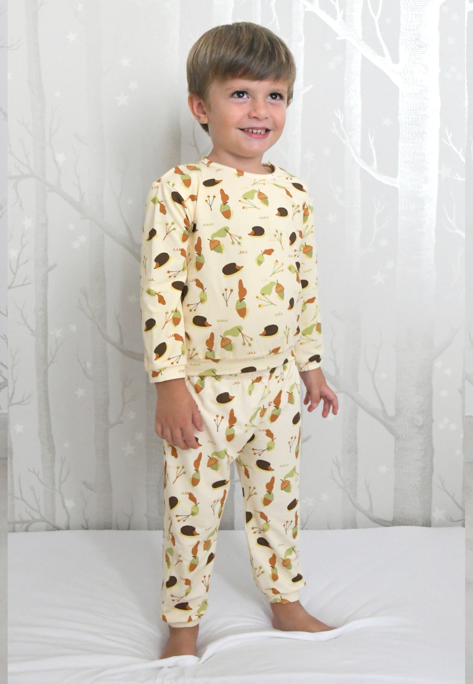 Two-Piece Bamboo Pajamas - Hedgehogs - Blue Balloon