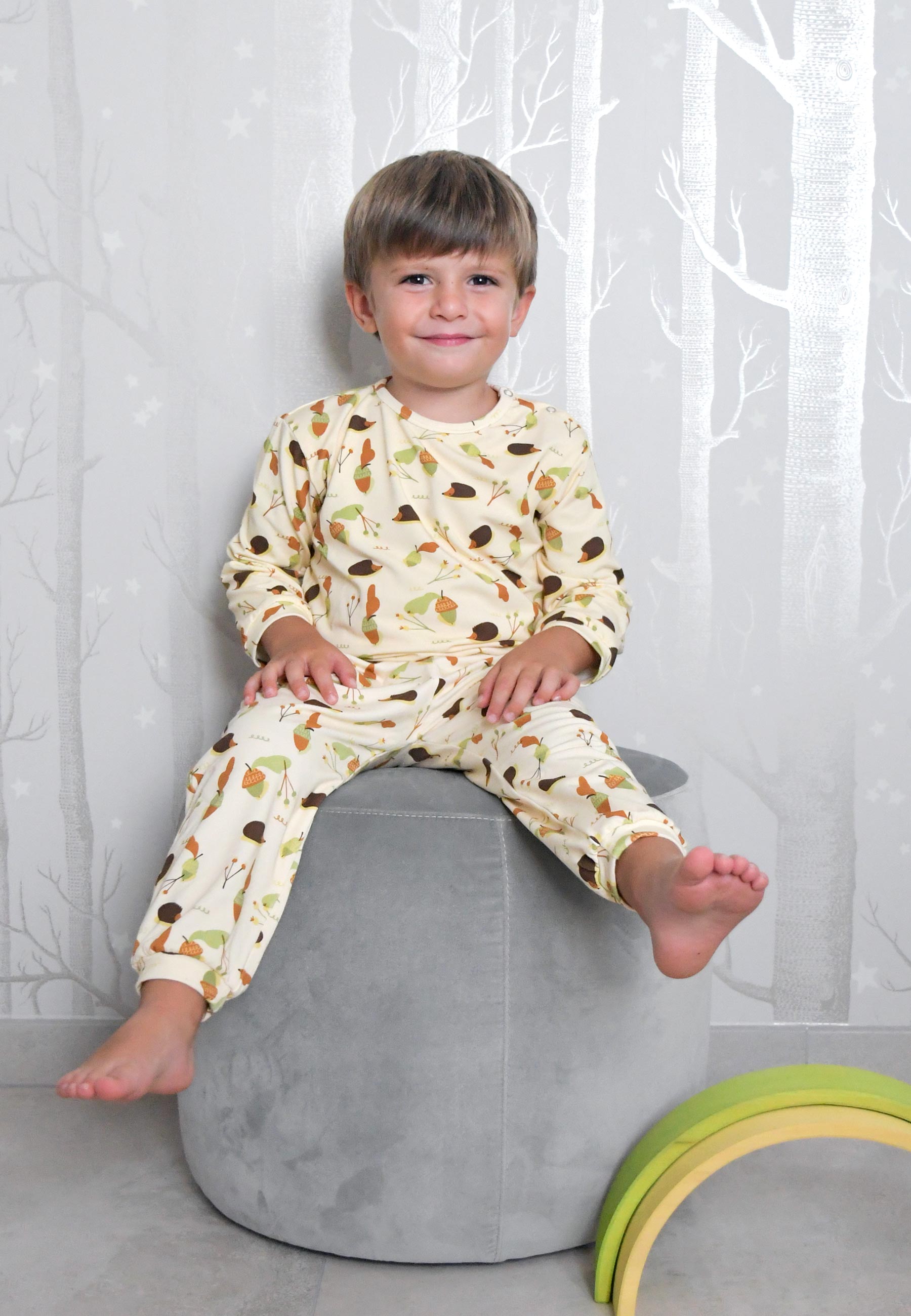 Two-Piece Bamboo Pajamas - Hedgehogs - Blue Balloon