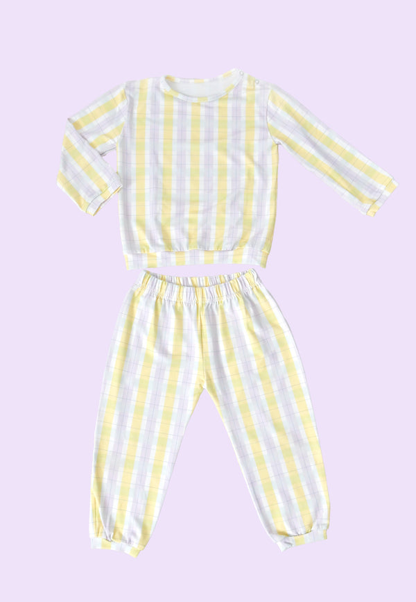 Pigiama due pezzi in bambù - Tartan PB - Palloncino blu