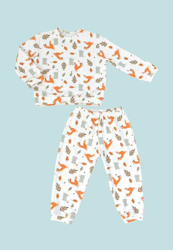 Two-Piece Bamboo Pajamas - Foxes - Blue Balloon