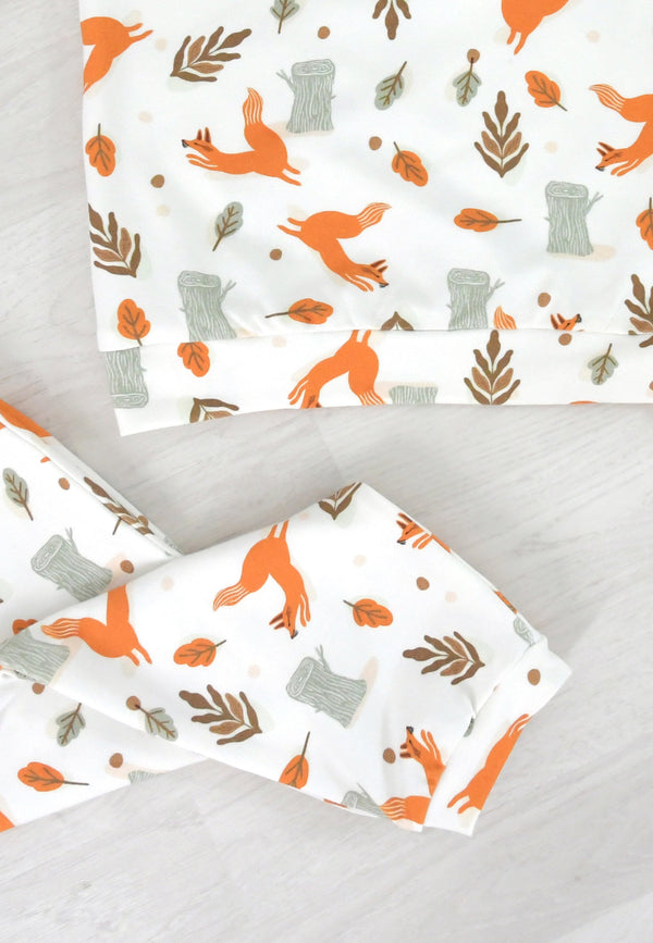 Two-Piece Bamboo Pajamas - Foxes - Blue Balloon
