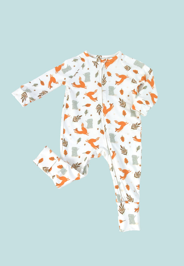 Bamboo Zip Romper - Foxes - Blue Balloon
