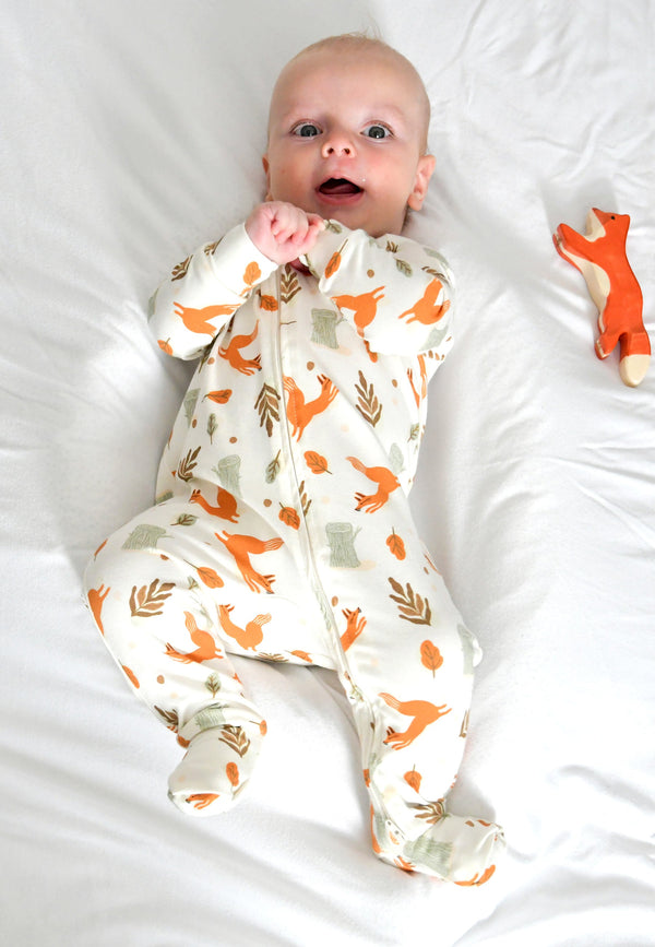 Bamboo Zip Romper - Foxes - Blue Balloon