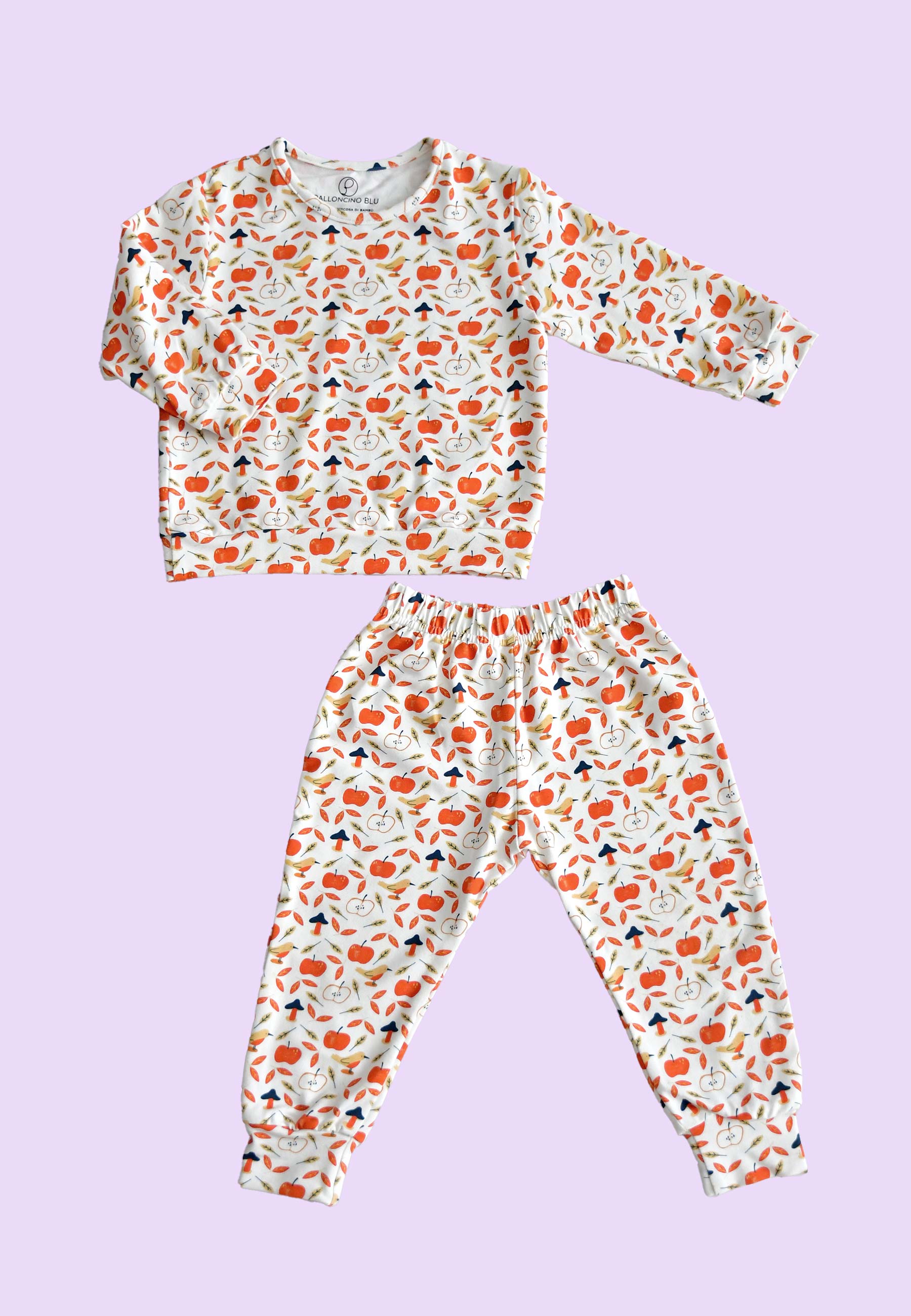 Two-Piece Bamboo Pajamas - Apples - Blue Balloon