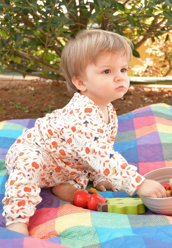 Two-Piece Bamboo Pajamas - Apples - Blue Balloon