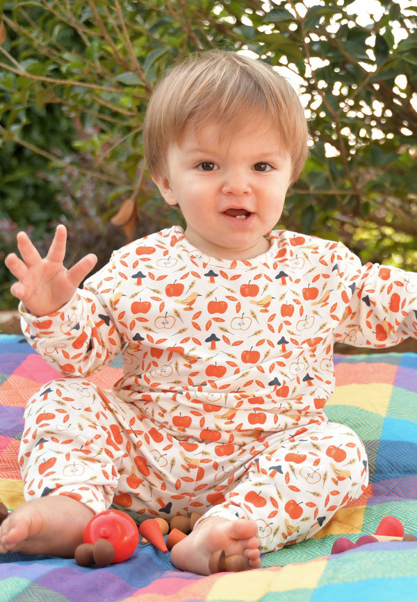 Two-Piece Bamboo Pajamas - Apples - Blue Balloon