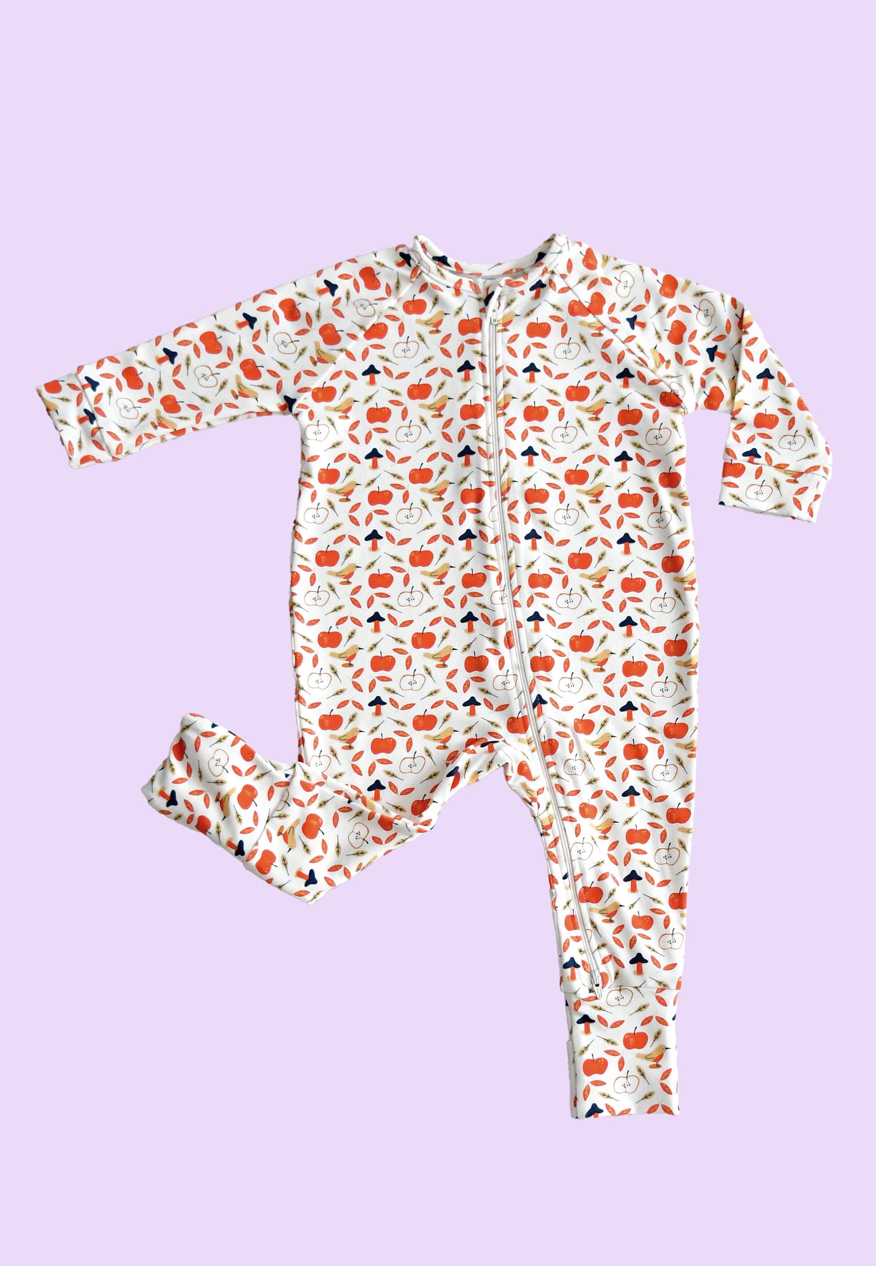 Bamboo Zip Romper - Apples - Blue Balloon