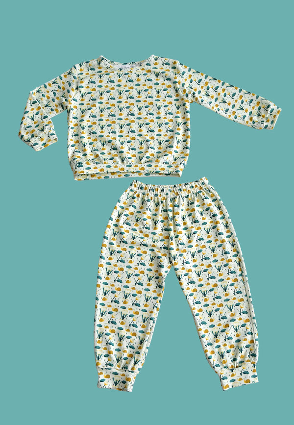 Two-Piece Bamboo Pajamas - Snails - Blue Balloon