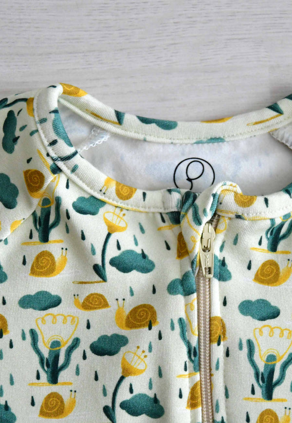 Bamboo Zip Romper - Snails - Blue Balloon