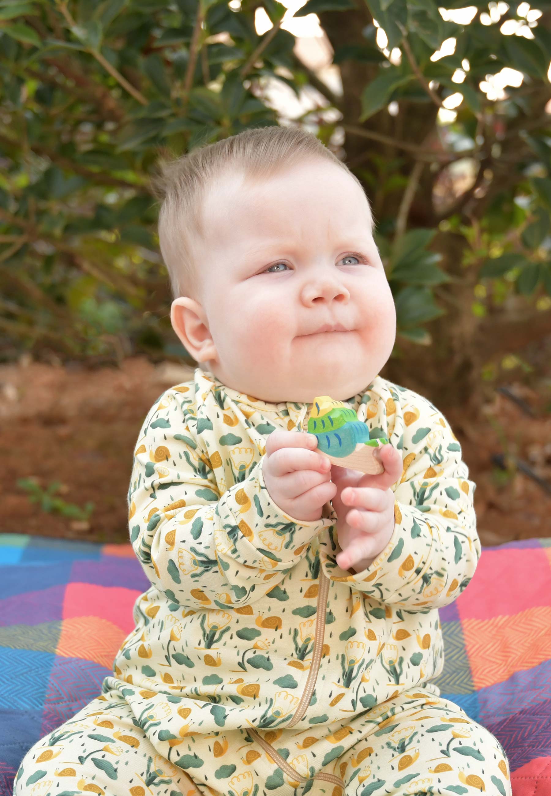 Bamboo Zip Romper - Snails - Blue Balloon