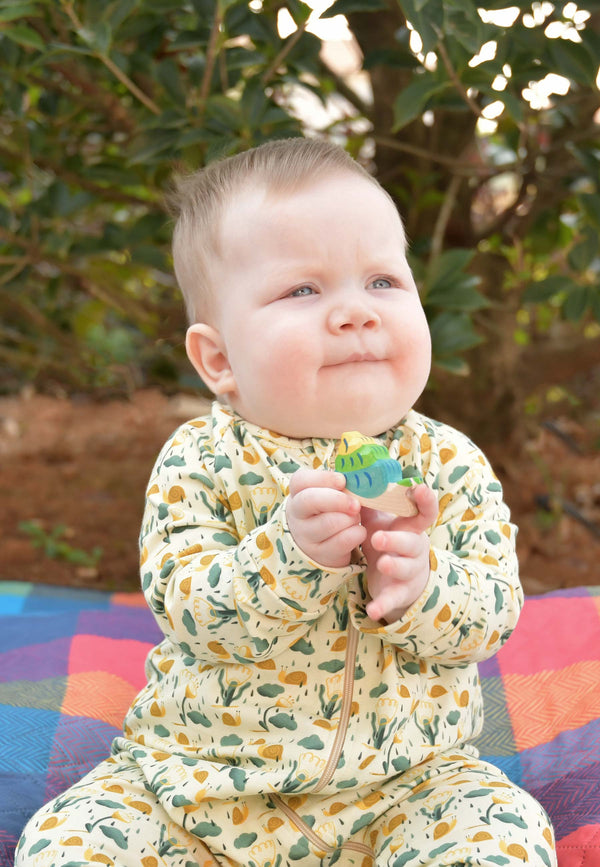 Bamboo Zip Romper - Snails - Blue Balloon