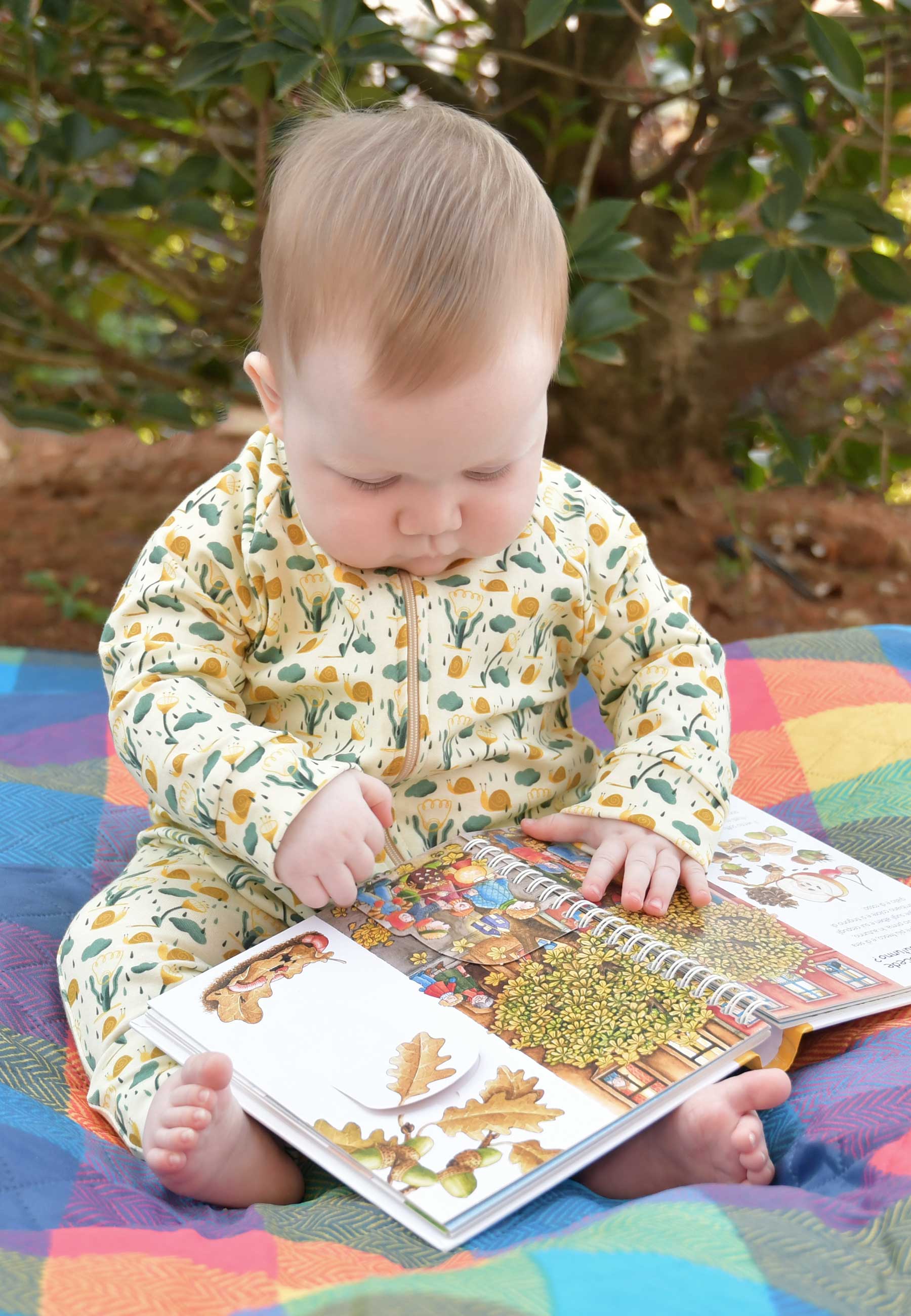 Bamboo Zip Romper - Snails - Blue Balloon