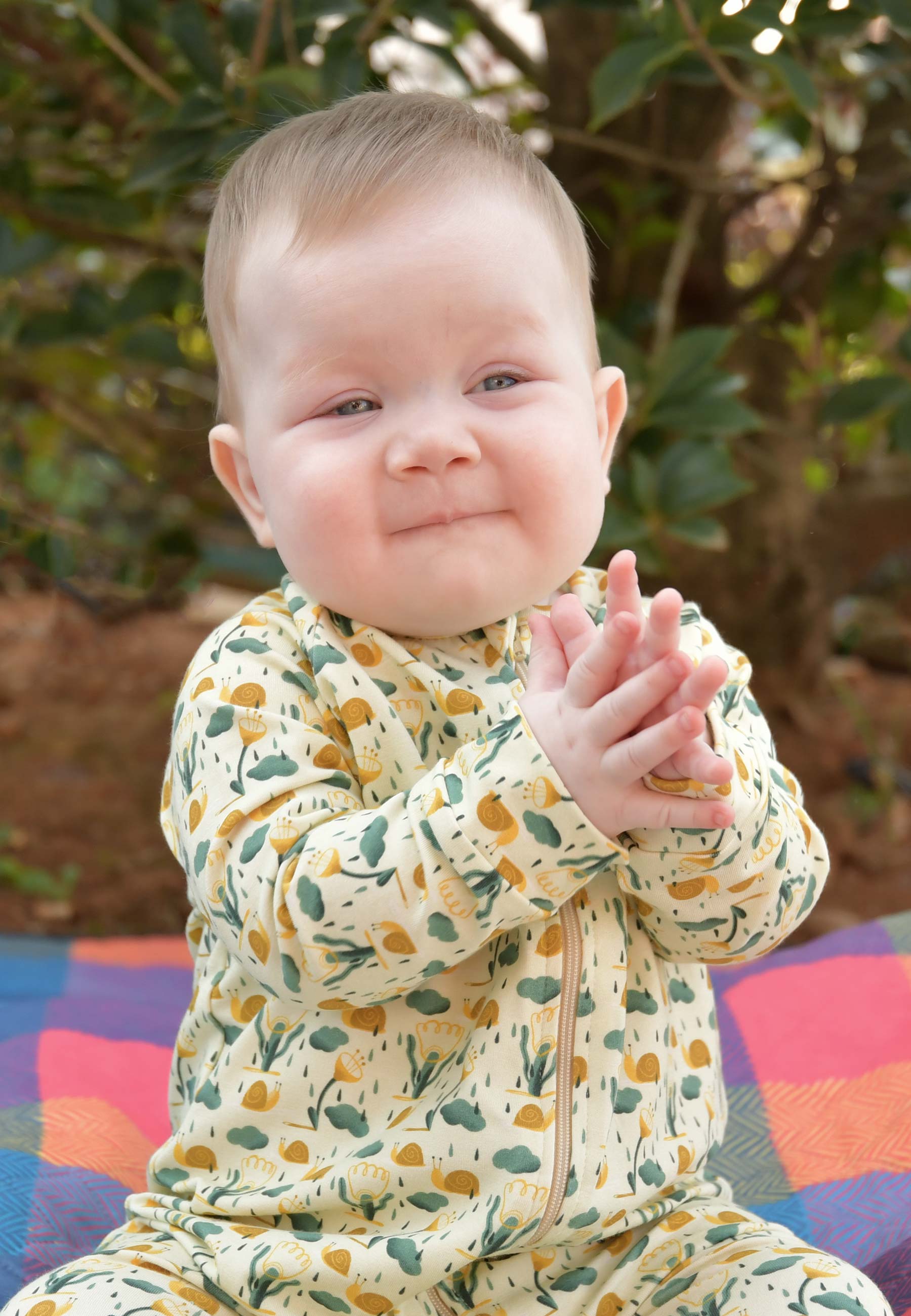 Bamboo Zip Romper - Snails - Blue Balloon
