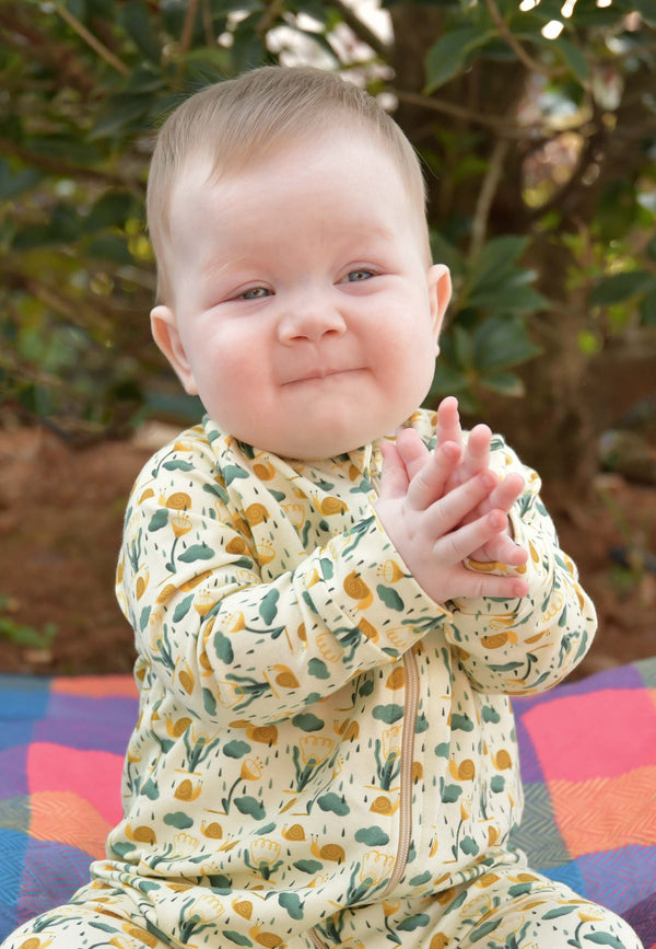 Bamboo Zip Romper - Snails - Blue Balloon