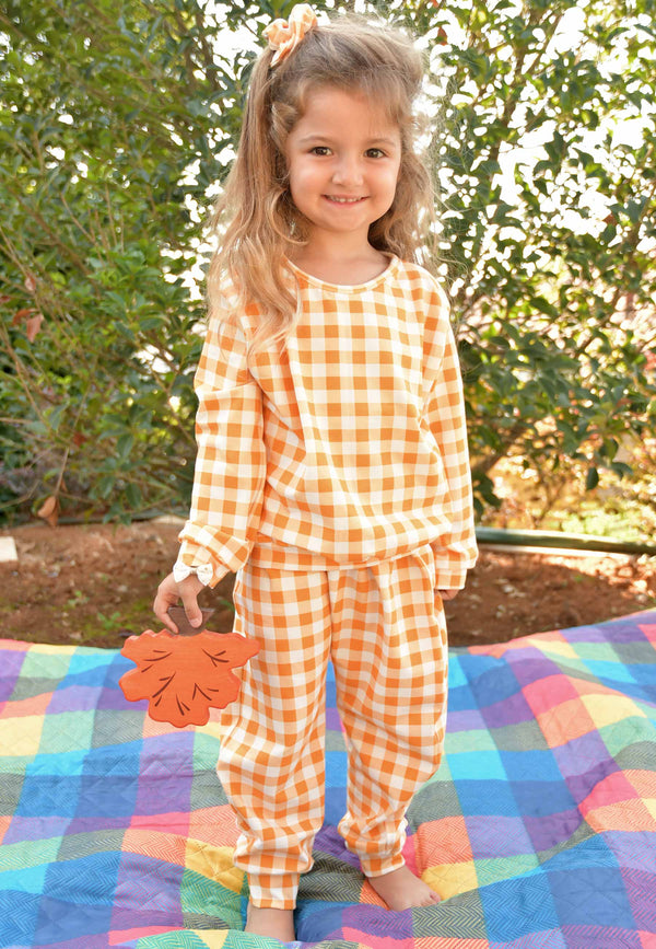 Two-Piece Bamboo Pajamas - Autumn Leaves - Blue Balloon