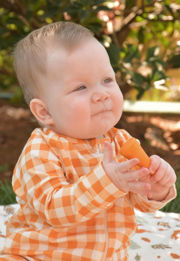Bamboo Zip Romper - Autumn Leaves - Blue Balloon