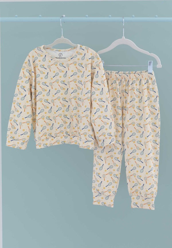 Two-Piece Bamboo Pajamas - Tennis Club - Blue Balloon