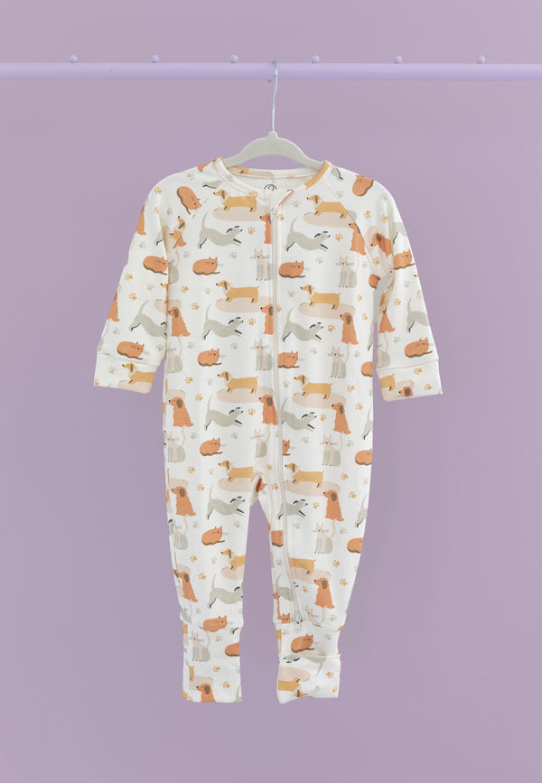 Bamboo Zip Romper - Little Paws - Blue Balloon