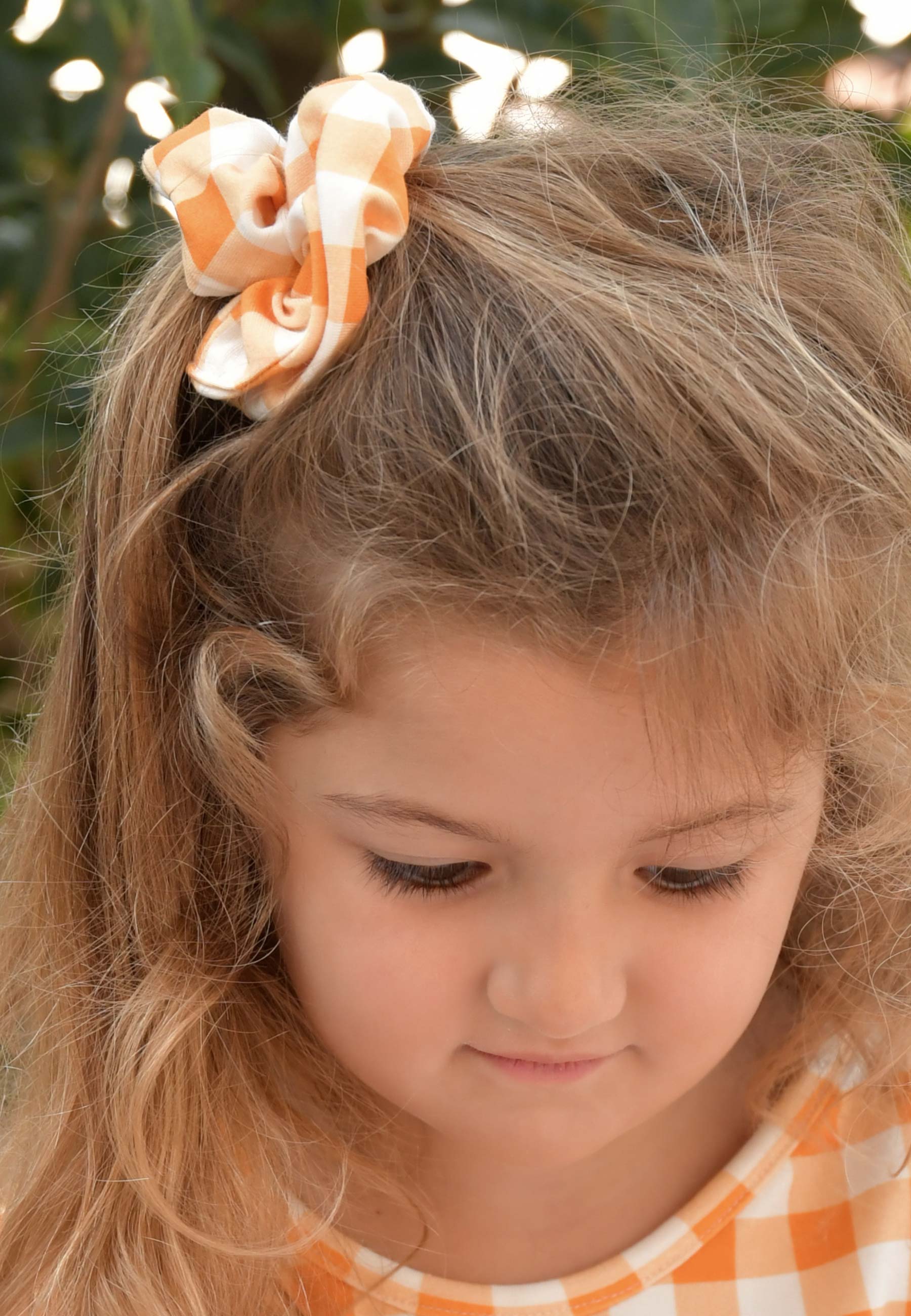 Chouchou (scrunchie) in bambù - Foglie d'autunno - Palloncino blu