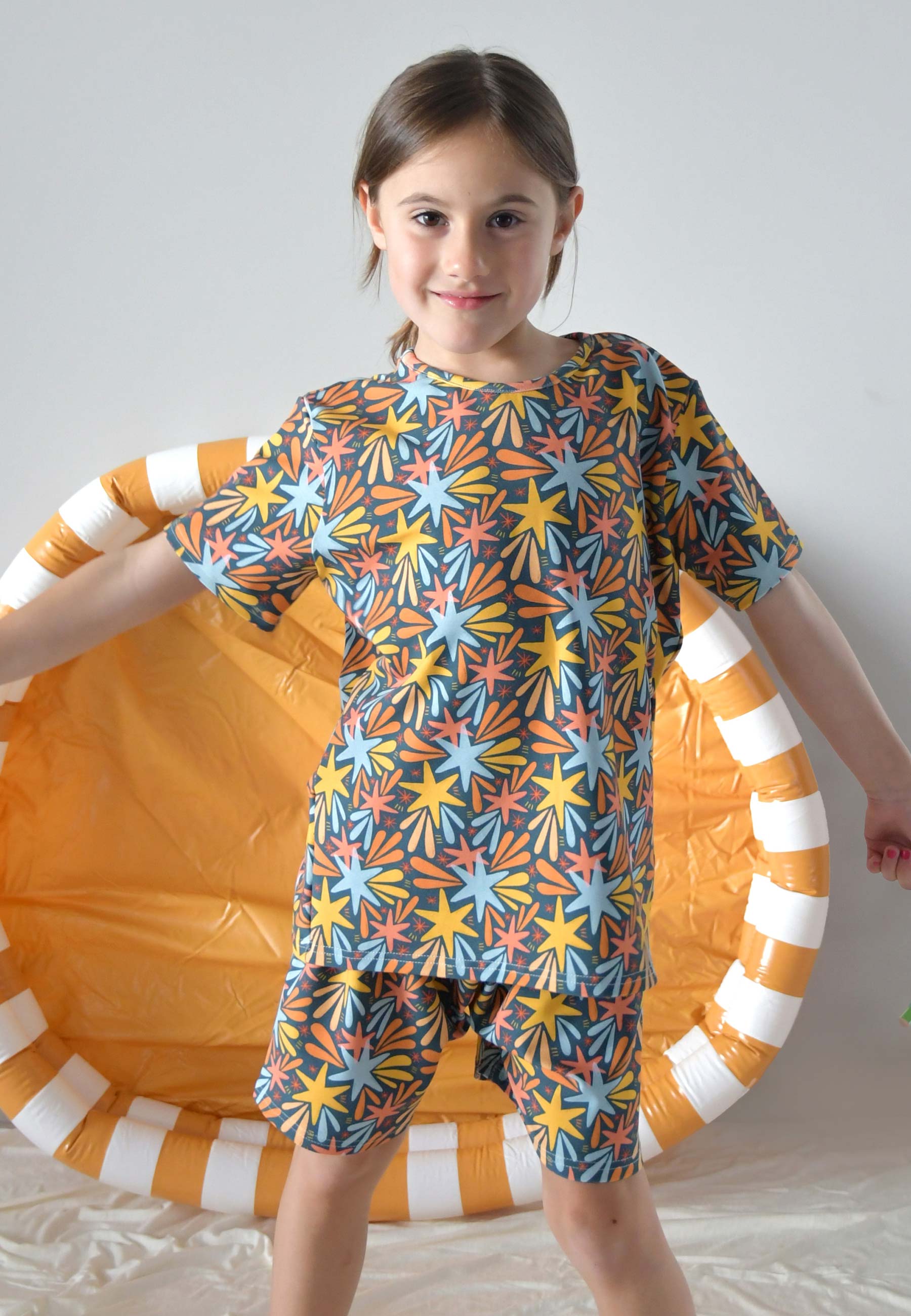 Two-Piece Bamboo Pajamas - Stars and Fireworks - Blue Balloon