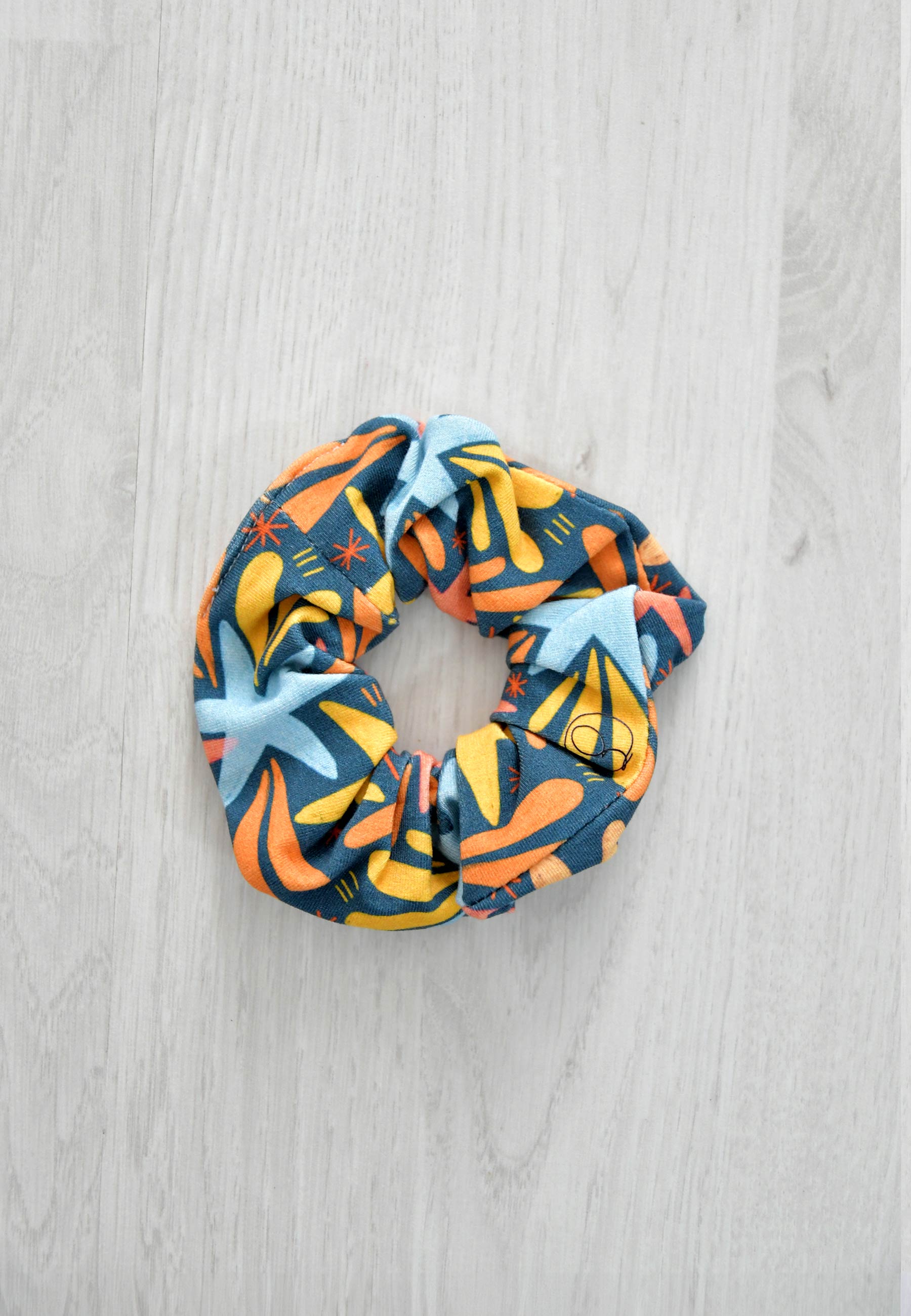 Bamboo Chouchou (scrunchie) - Stars and Fireworks - Blue Balloon